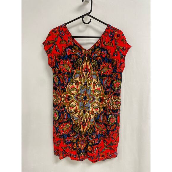 MAEVE ANTHROPOLOGIE Prins Tunic Dress Red Watercolor Medallion Women's M - Picture 1 of 10